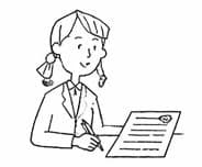 導入手順を書類に整理するスタッフのイラスト