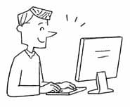 PCで運用するスタッフのイラスト